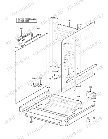 Взрыв-схема плиты (духовки) Parkinson Cowan SIG305SN - Схема узла H10 Outer Frame